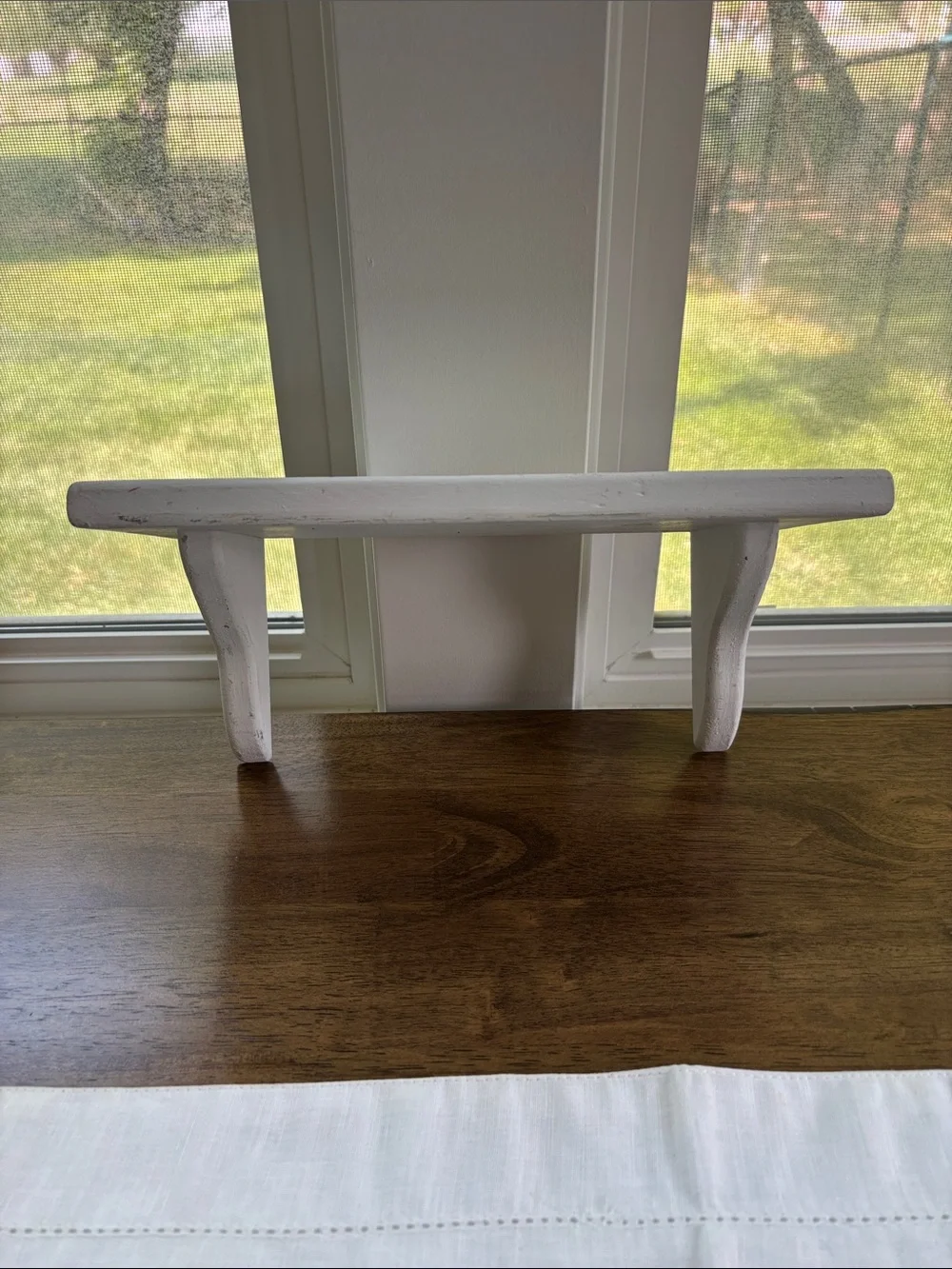 Distressed Vintage Style White Wall Display Shelf - 12”